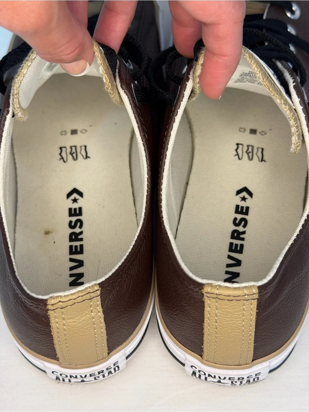 Converse Low Top Sneakers in Brown and Tan with Black Laces - Picture 6 of 7